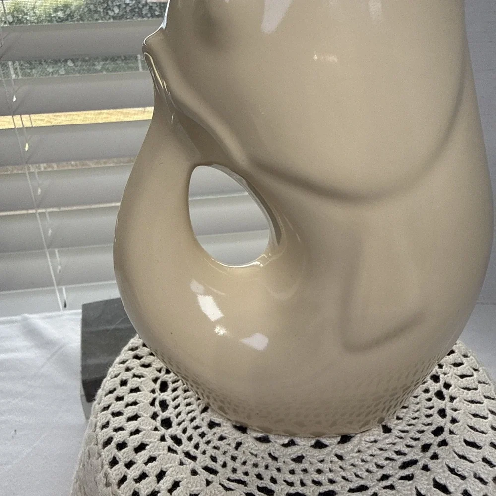 2006 White Gurgle Pot Koi Fish Pitcher/Vase 6.5
